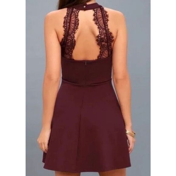 LULU'S Hometown Girl Plum Purple Lace Skater Dress Size xs - Picture 9 of 9